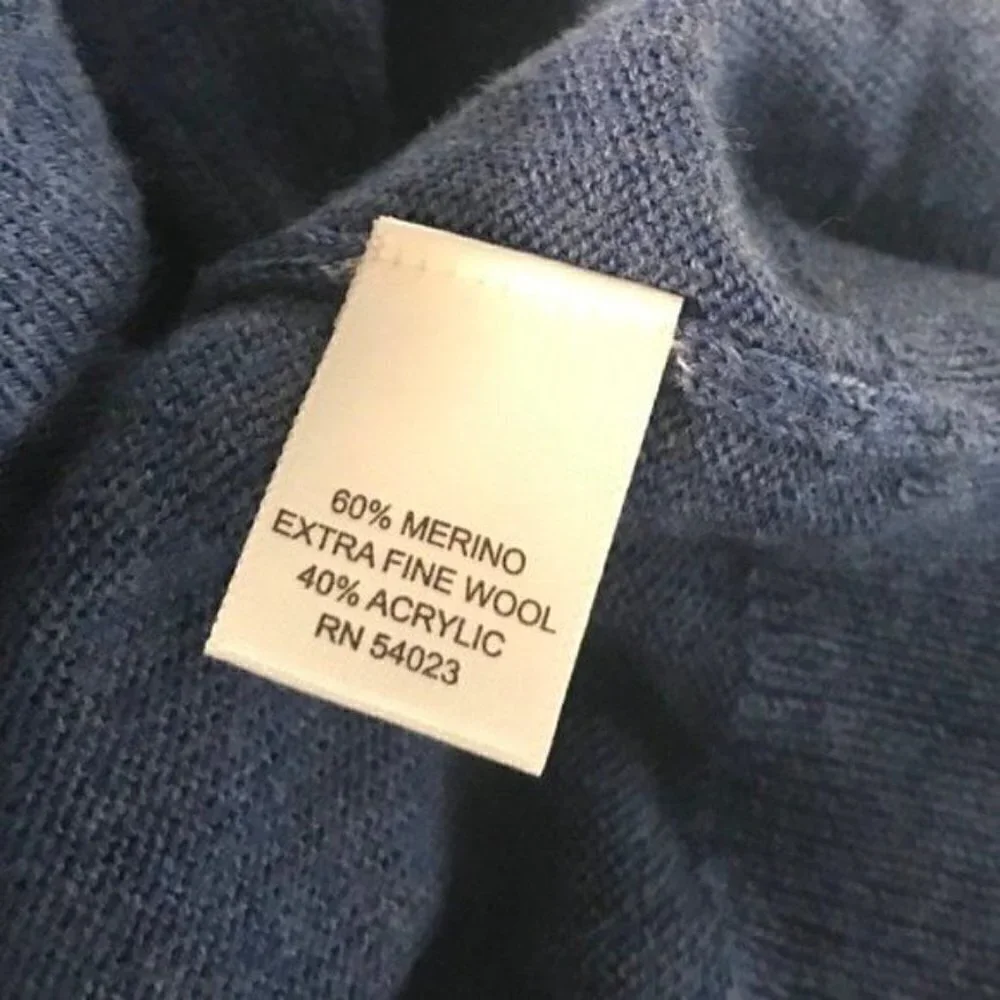 Banana Republic Blue Wool Blend 1/4 Zip Sweater XL